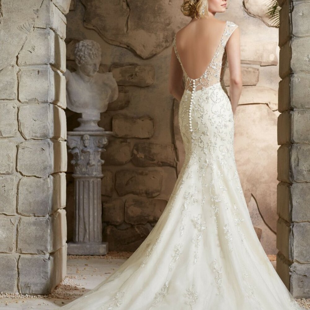 Morilee 2788 Bridal Wedding Dress Crystal Beaded Embroidery Fit and Flare Ivory